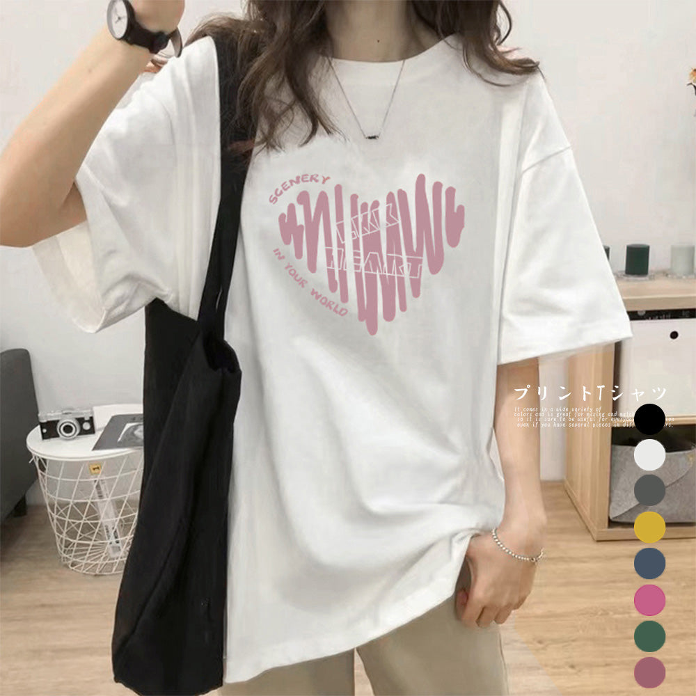 半袖Tシャツレディース 夏 ロゴ 韓国風 詳細画像1