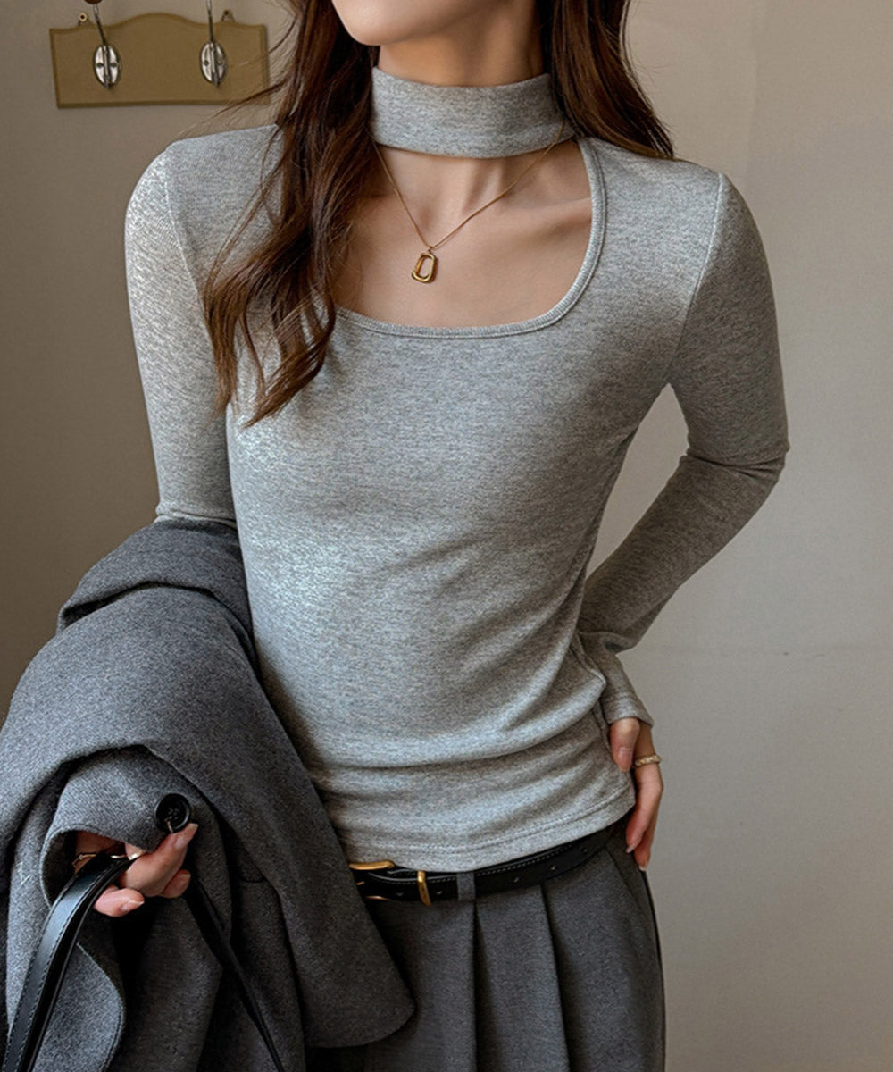 チョーカー風トップスレディースTシャツ黒