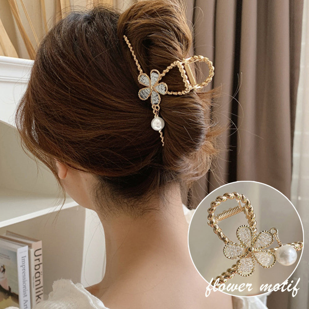 フラワーバンスクリップパールヘアクリップ 詳細画像1