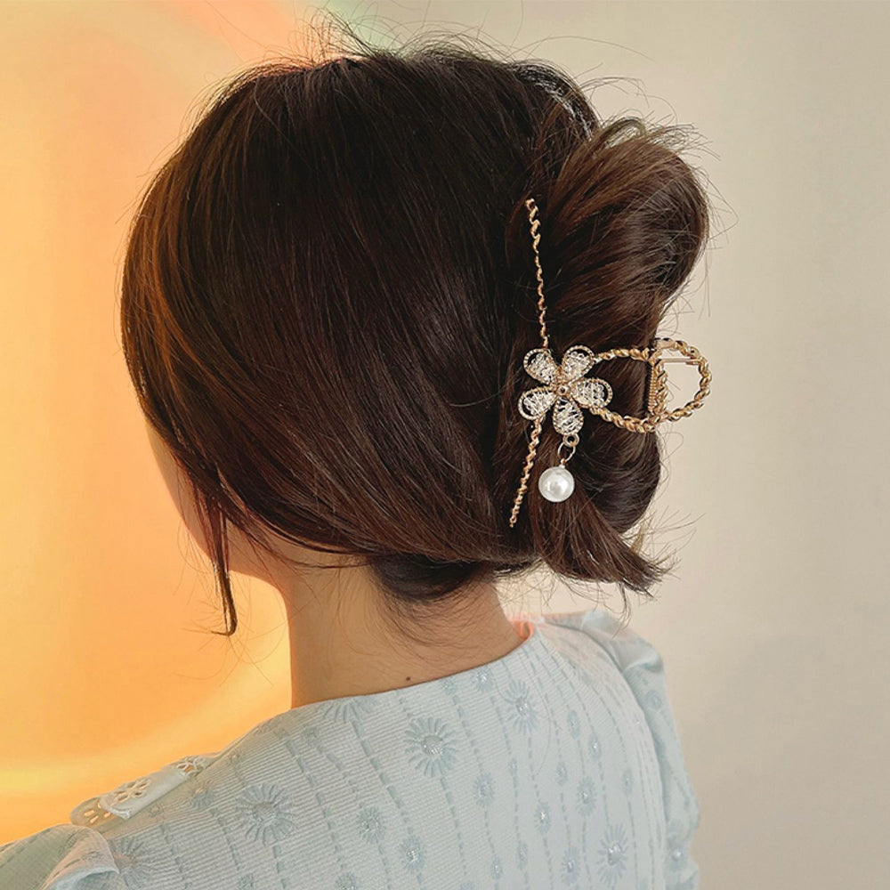 フラワーバンスクリップパールヘアクリップ 詳細画像2