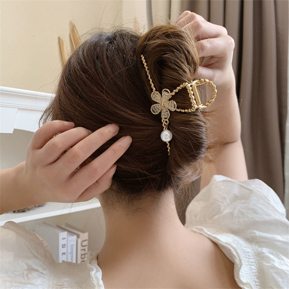 フラワーバンスクリップパールヘアクリップ 詳細画像6