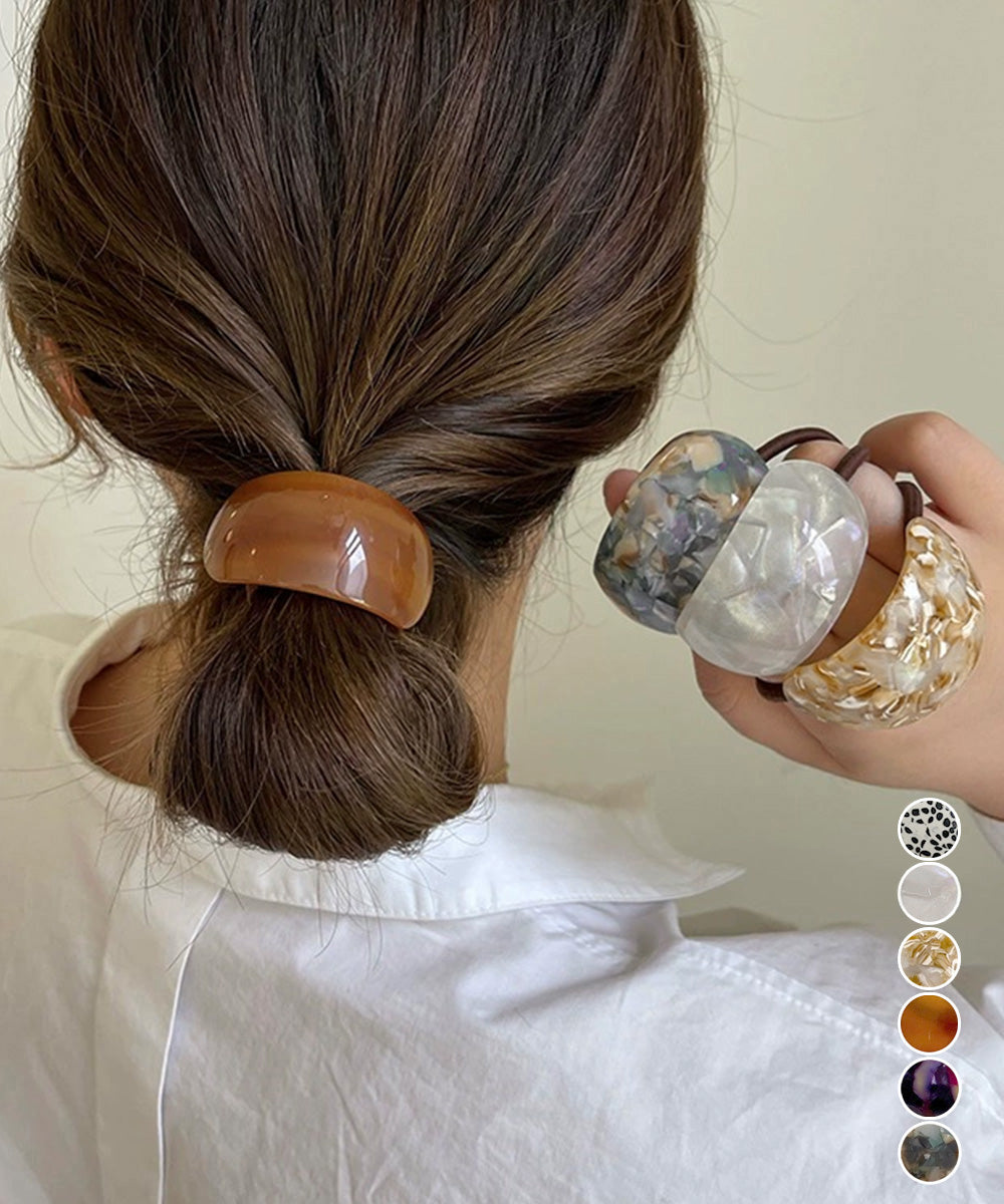 ミックスカラーカーブヘアゴムレトロお洒落 詳細画像1