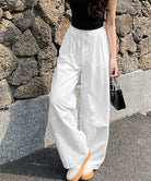 ワイドパンツハイウエストストレートパンツ ホワイト