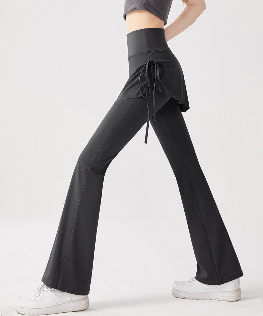 ヨガパンツ スカート付きセミフレアパンツ レディース ストレッチ フィットネスウェア ハイウエスト ヨガウェア 美尻美脚ジムウェア おしゃれ トレーニングパンツ 24BDMS-021