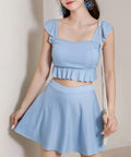 セットアップ水着 フリルビキニ盛れる水着 ブルー