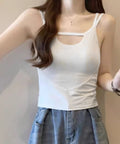 カップ付きキャミソールセクシー胸元韓国風 ホワイト
