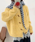 トグルボタンニットカーディガン長袖秋冬服 レディース おしゃれニットトップス きれいめカジュアル ニットセーター 丸首 韓国風ニット羽織 人気 前開き 無地ニット 24TPS-064