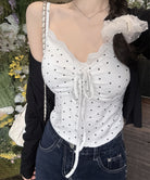 カップ付きキャミソール ドット柄 夏服 ホワイト