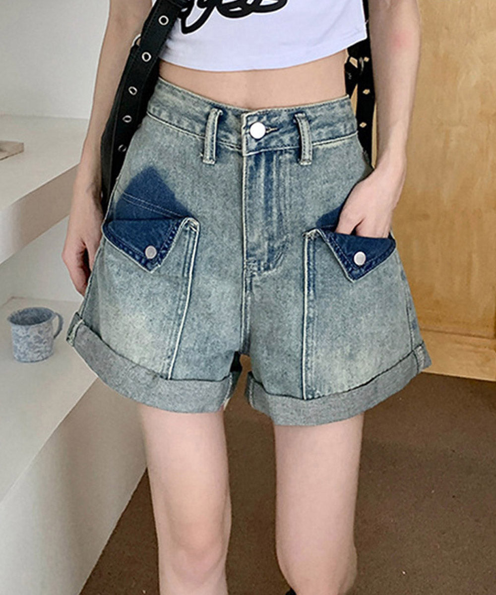ロールアップ デニムショートパンツ 美脚 詳細画像1