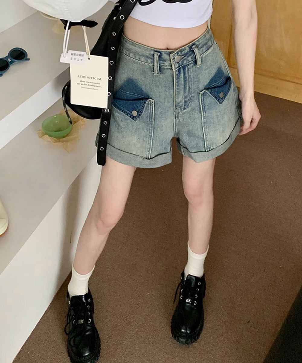 ロールアップ デニムショートパンツ 美脚 詳細画像3