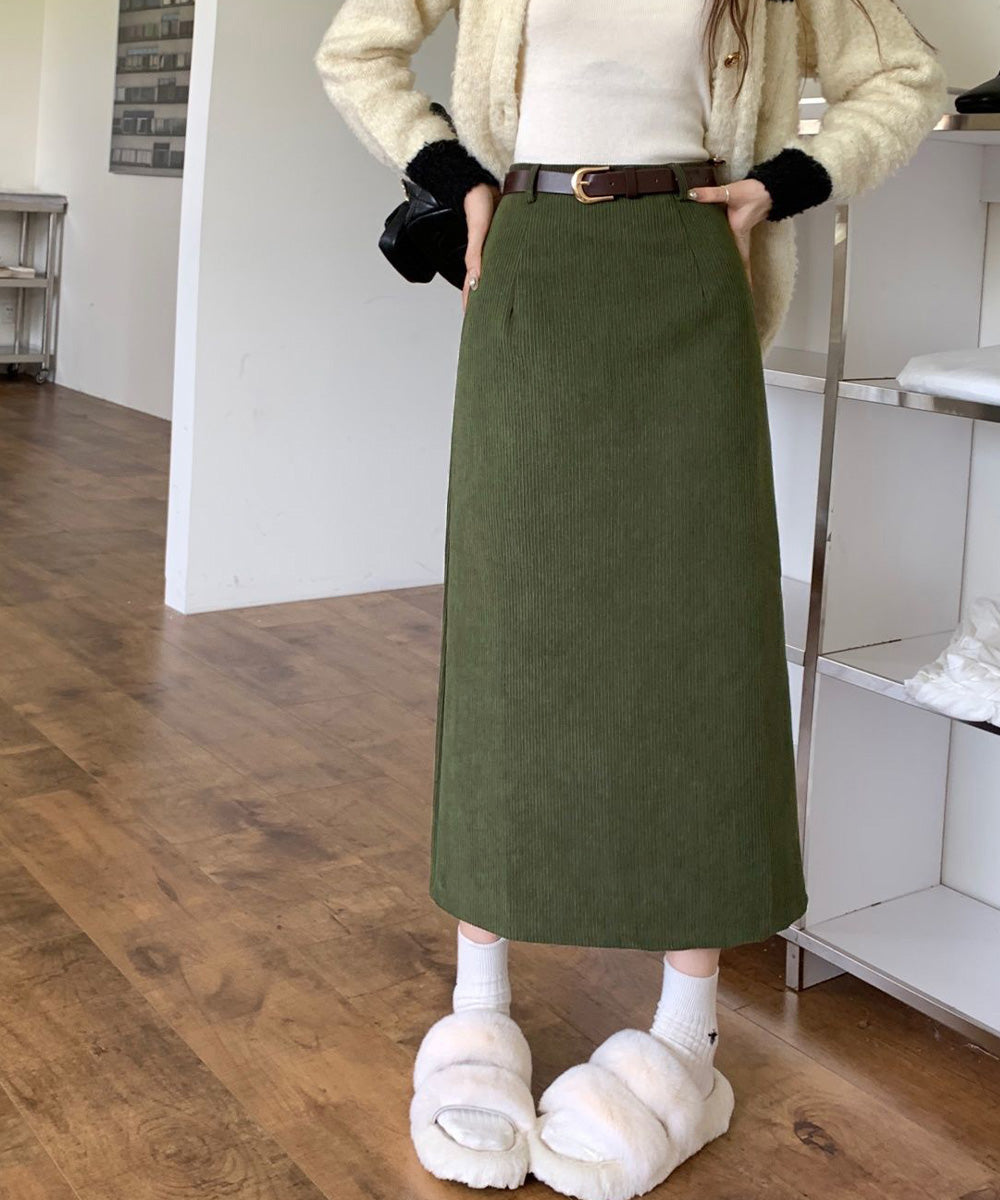 コーデュロイタイトスカート ベルト付き 詳細画像14