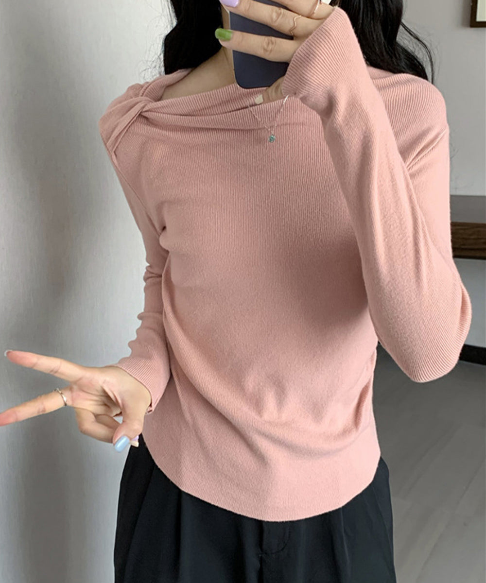オフショルダーニットトップス 肌見せ秋服