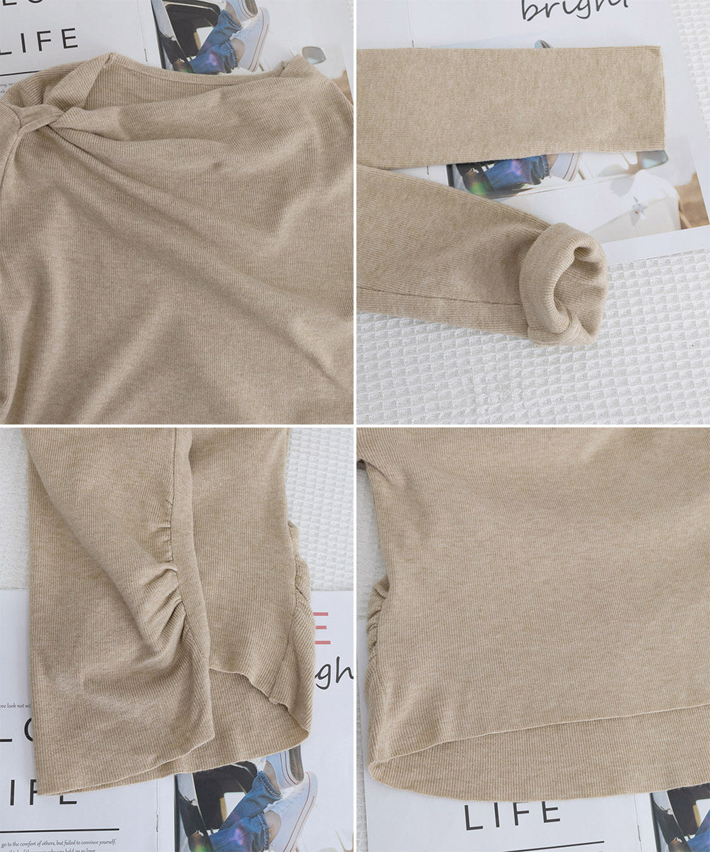 オフショルダーニットトップス 肌見せ秋服
