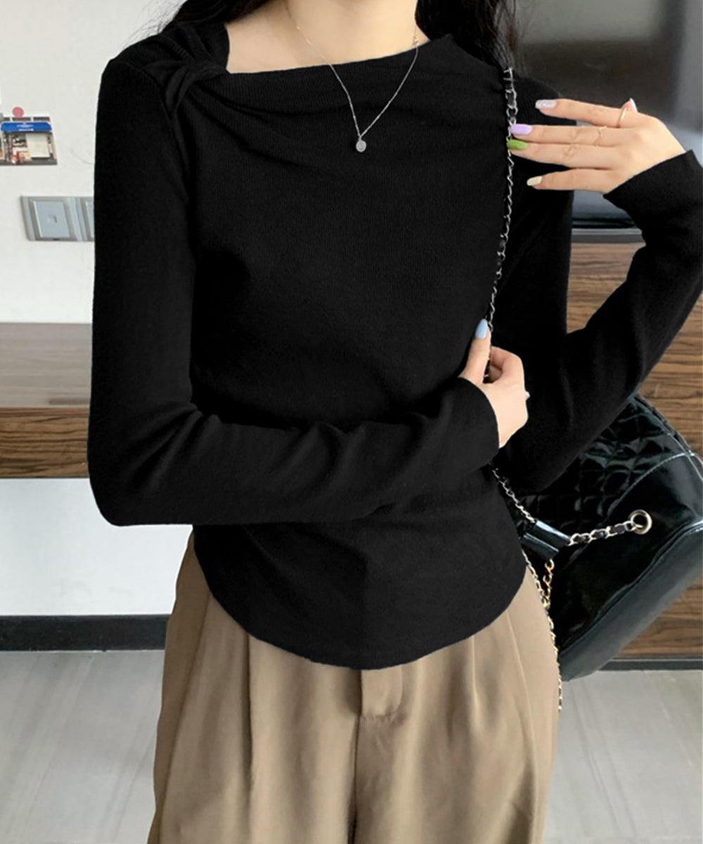 オフショルダーニットトップス 肌見せ秋服