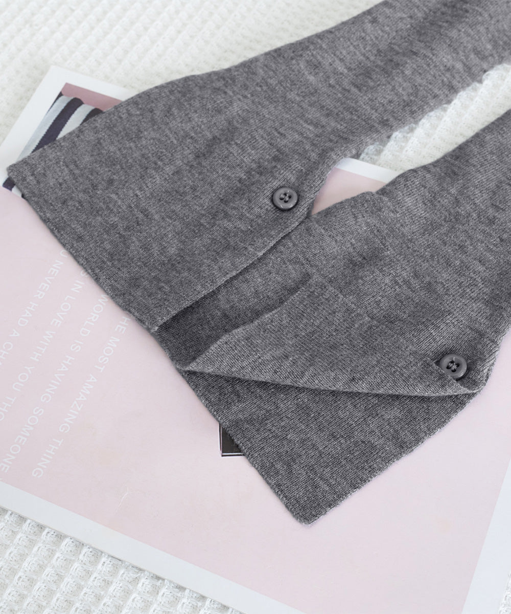 ワンショルダーニットトップス裾ボタン秋服 詳細画像22