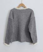 配色ニットプルオーバーラウンドネック秋服