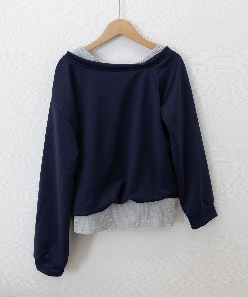 レイヤード風スウェットワンショルダー秋服 詳細画像16