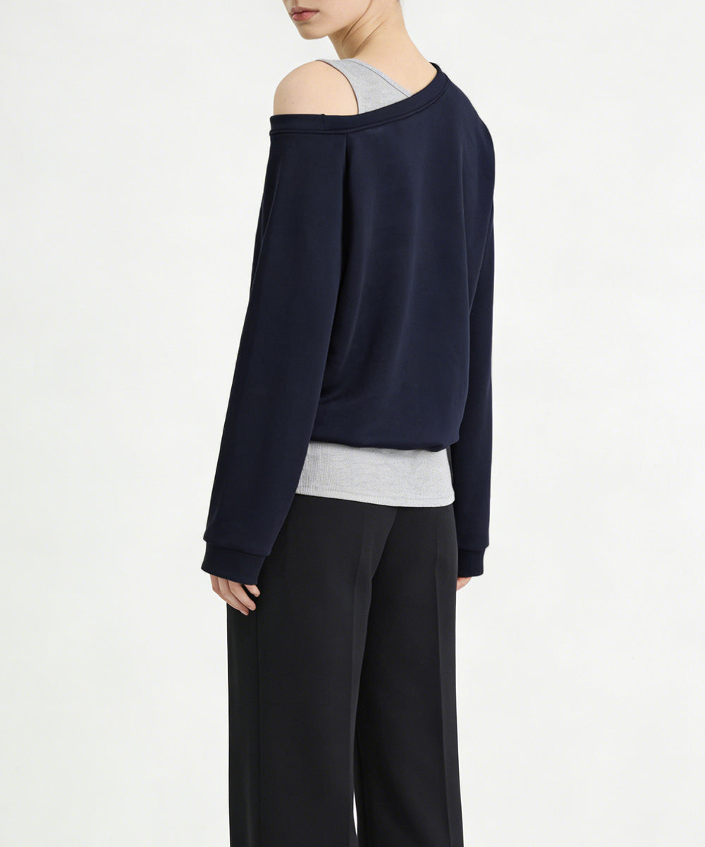 レイヤード風スウェットワンショルダー秋服 詳細画像9