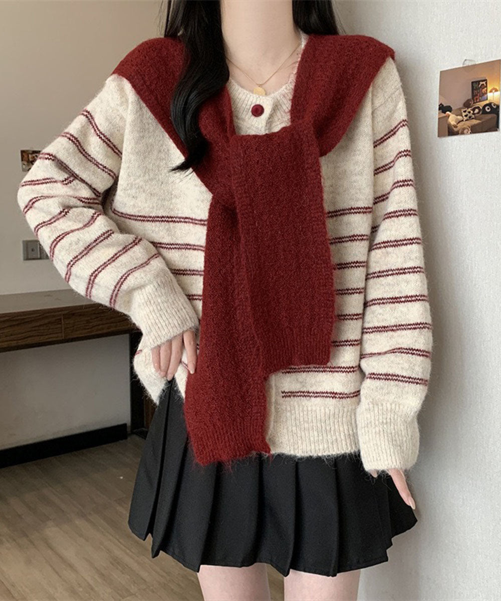 ボーダー柄カーディガンショールセット