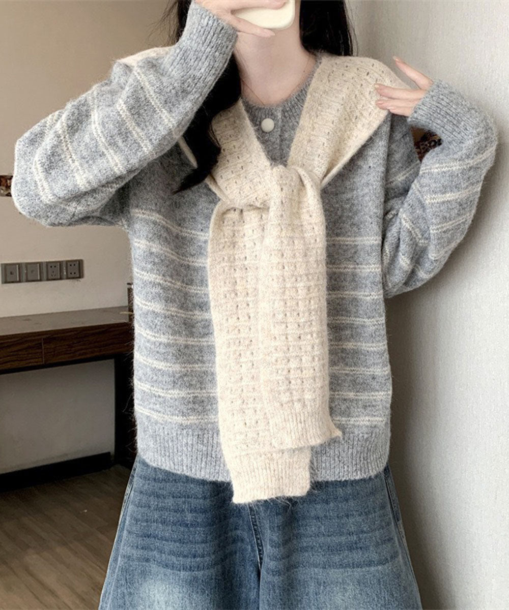 ボーダー柄カーディガンショールセット