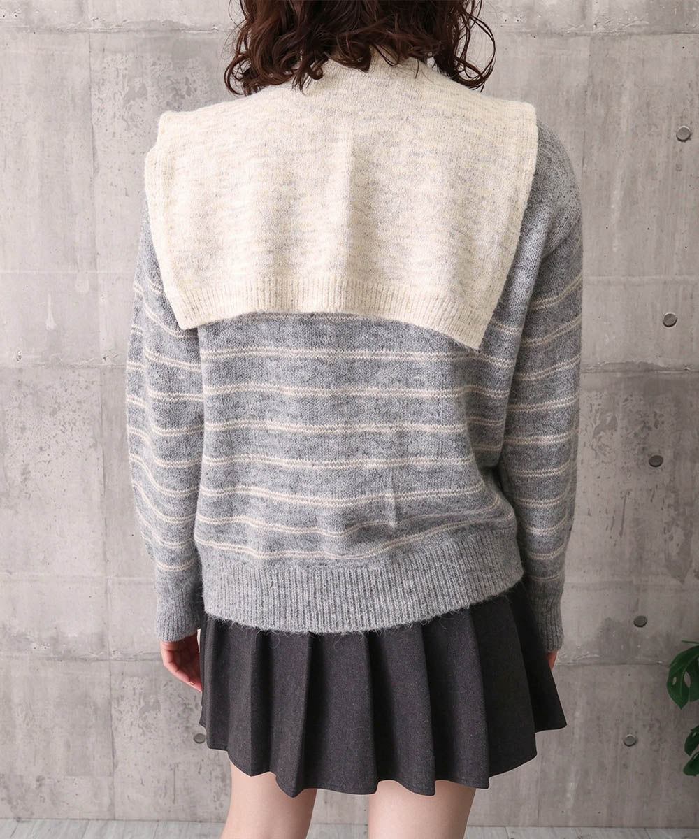 ボーダー柄カーディガンショールセット