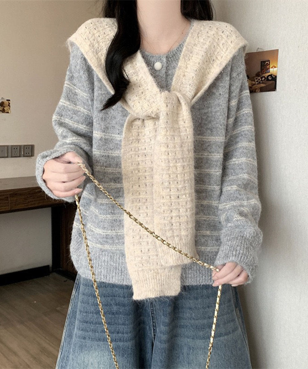 ボーダー柄カーディガンショールセット