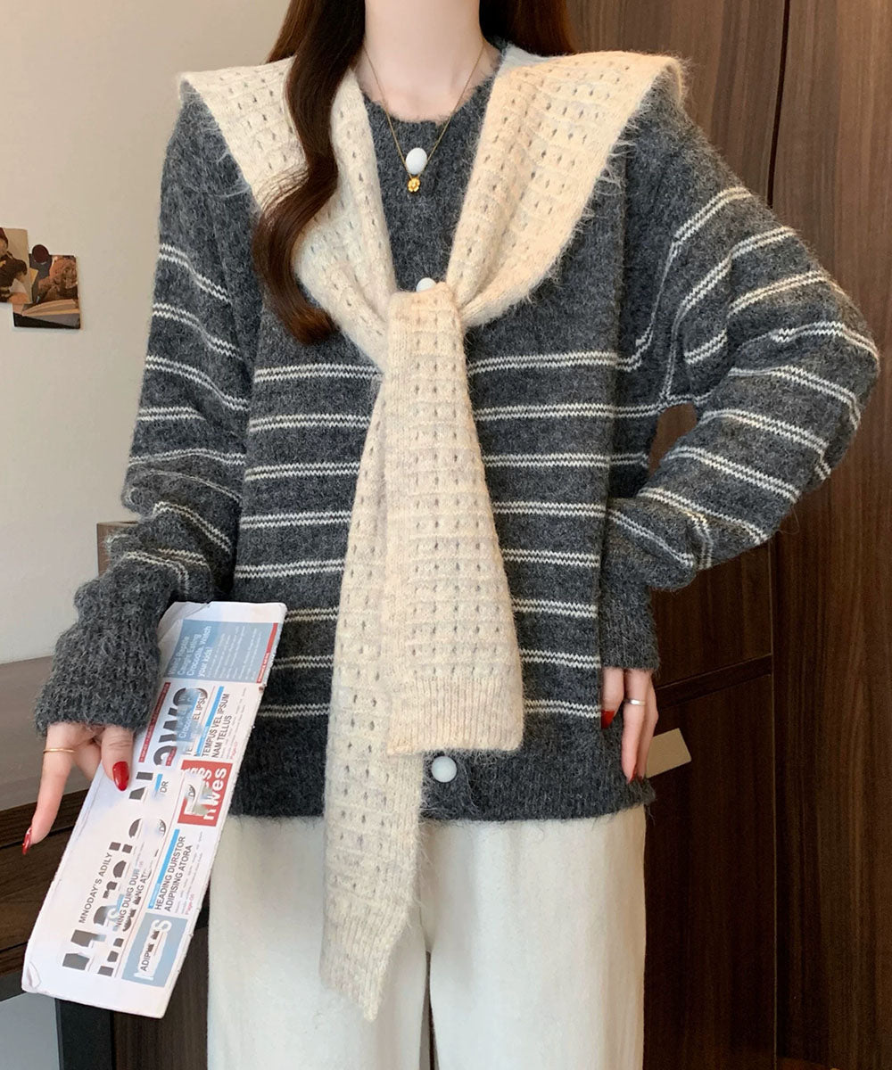ボーダー柄カーディガンショールセット