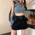 キュロットデニムスカート ハイウエスト レディース ベルト付きミニスカパン チラ見せ防止 タイトスカート セクシー ショートスカート 韓国おしゃれ 美脚ボトムス 2AMIY-006