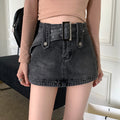 キュロットデニムスカート ハイウエスト レディース ベルト付きミニスカパン チラ見せ防止 タイトスカート セクシー ショートスカート 韓国おしゃれ 美脚ボトムス 2AMIY-006