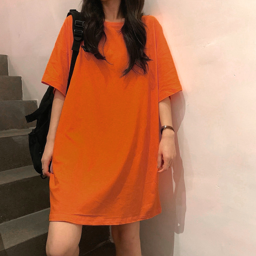 ロングtシャツ レディースビッグtシャツ オレンジレッド