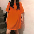 ロングtシャツ レディースビッグtシャツ オレンジレッド