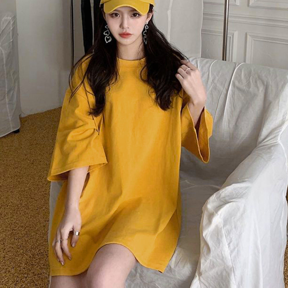 ロングtシャツ レディースビッグtシャツ オレンジイエロー