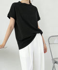 ボーダーTシャツ 半袖チュニックTシャツ 綿混tシャツ クルーネックカットソー プルオーバー着やせ夏トップス おしゃれカジュアル シンプルロングtシャツ ゆったり 2CHENFAN-001