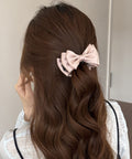 ビッグリボンバンスクリップサテンクリップ 大人可愛いヘアアクセサリー フェミニンヘアクリップ 簡単髪留め 女子会二次会 デート髪飾り しっかり留まるリボンクリップ 2FANXZ-001