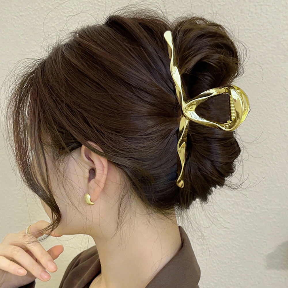 ヘアクリップ ウェーブ バンスクリップ ゴールド