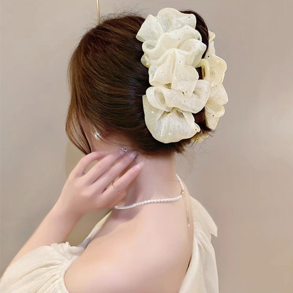 バンスクリップ 大きめ ヘアアクセサリー アイボリー