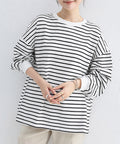 ボーダーtシャツ レディース 長袖ロンT ラウンドネック ゆったり 着やせプルオーバー 韓国 おしゃれカットソー 体型カバートップス チュニック無地 春秋冬着回し 2RIRI-001
