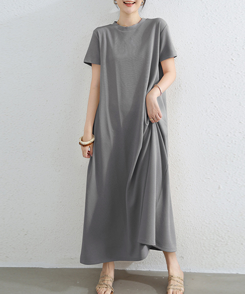 AラインＴシャツワンピース 体型カバー夏 グレー