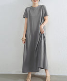 AラインＴシャツワンピース 体型カバー夏 グレー