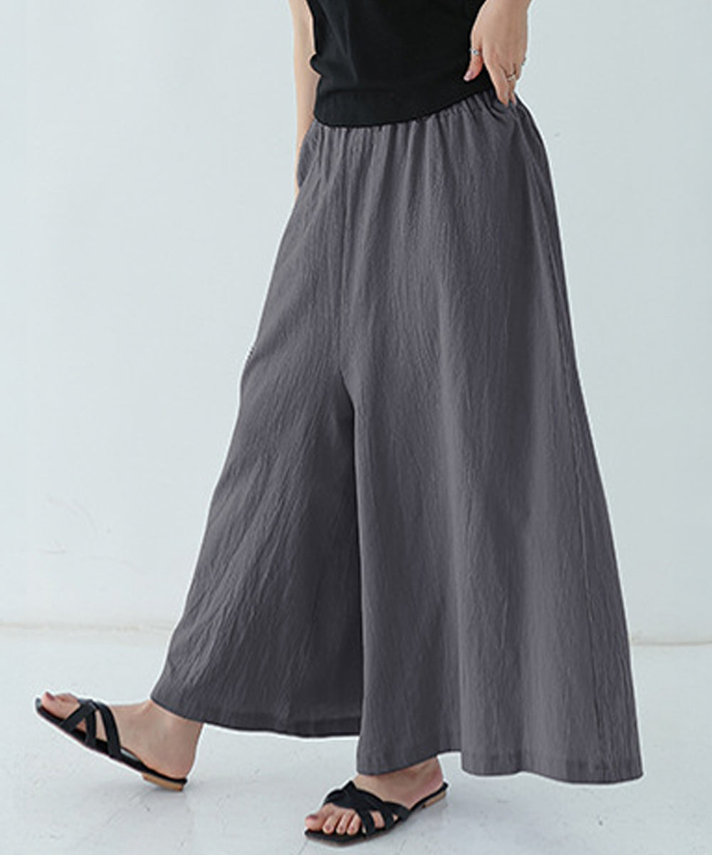 リラックスワイドパンツ キュロットパンツ ダークグレー