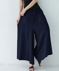 リラックスワイドパンツ キュロットパンツ ネイビー
