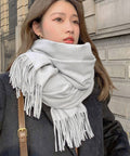 韓国マフラー カシミヤタッチ大判ストール 10色 フリンジマフラー レディース 暖かいマフラー 無地 高見え 韓国ファッション プチプラ ひざ掛け 秋冬防寒グッズ 2YUEQIAO-001
