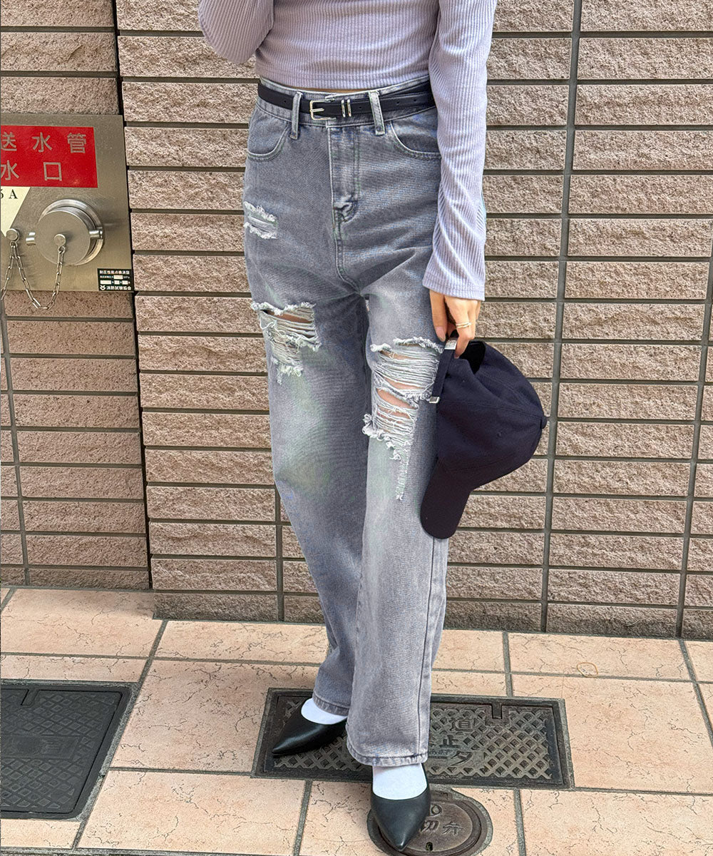 ダメージデニムパンツ クラッシュジーンズ