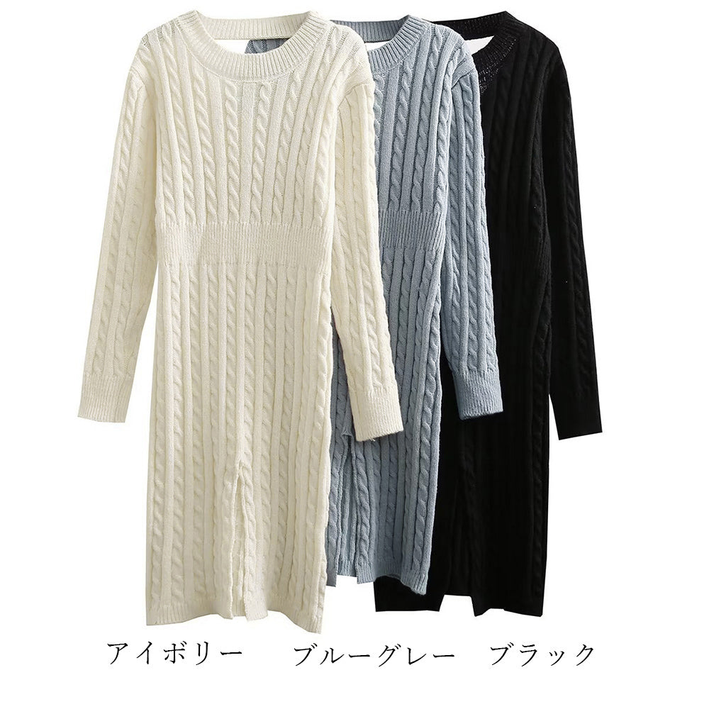 前後2wayニットワンピース 深スリット 詳細画像2