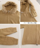 ダブルジップニットパーカーショート丈秋冬