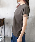 袖シアーTシャツチュール切替えカットソー 詳細画像25