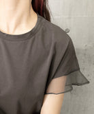 袖シアーTシャツチュール切替えカットソー 詳細画像27