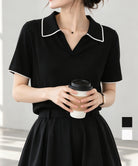 半袖 ポロシャツ レディース ニット夏服 詳細画像1