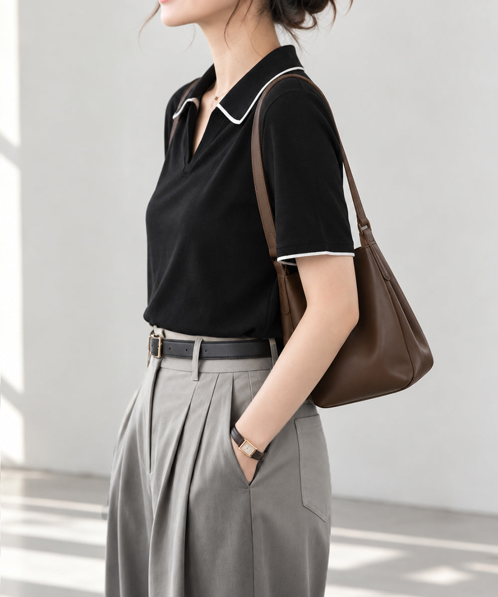 半袖 ポロシャツ レディース ニット夏服 詳細画像2