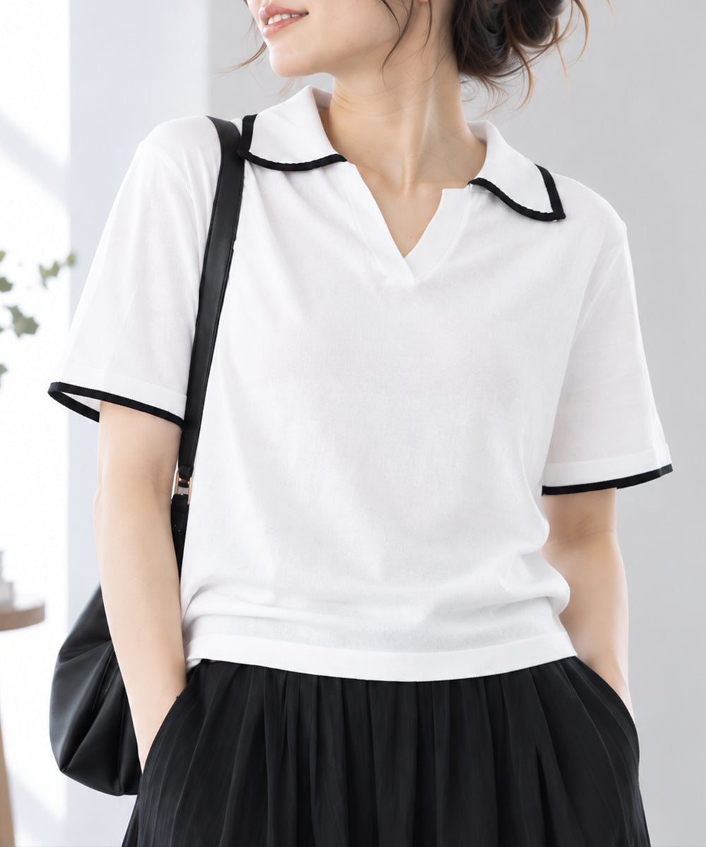 半袖 ポロシャツ レディース ニット夏服 詳細画像4